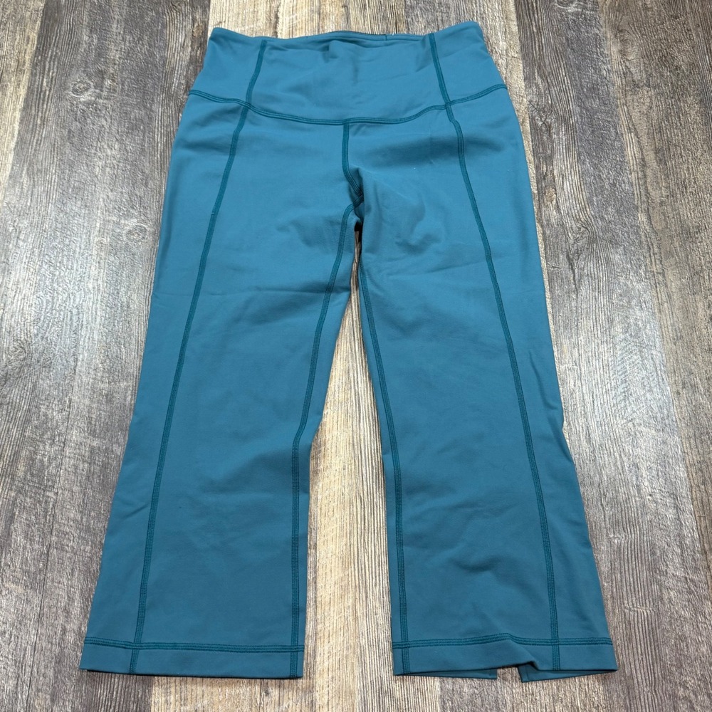 Lululemon Leggings Women 8 Teal Blue High Rise Cropped Athletic Yoga Pants